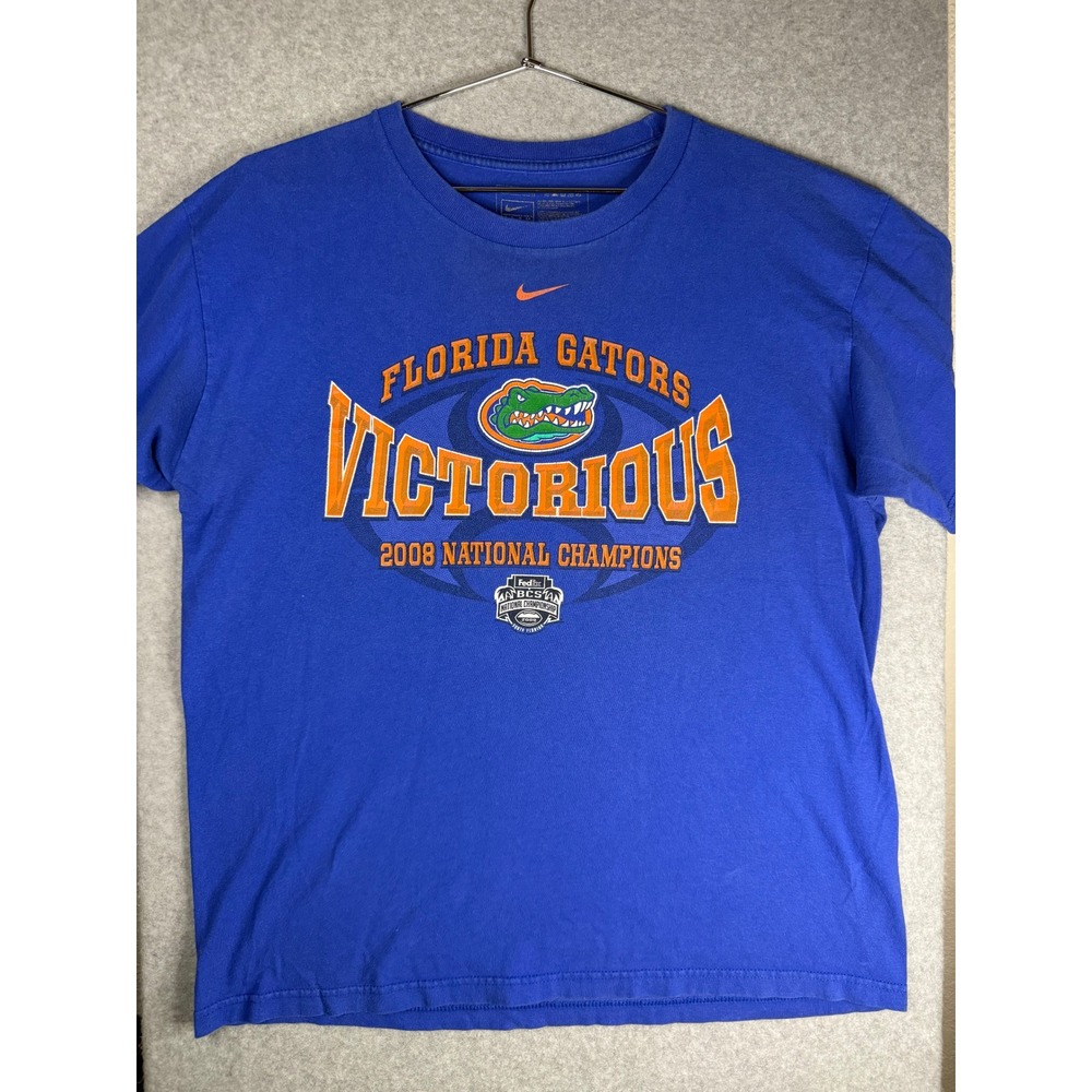 Nike Florida Gators 2008 National Champions T-Shirt Blue Mens Large Victorious